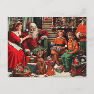 Julskräck i retrostil med tomte vykort