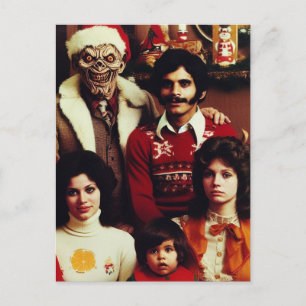 Julskräck Retro familjeporträtt Vykort