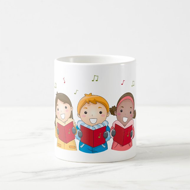 Julskrattande Barn Vinterfirande Kör Kaffemugg (Skapare uppladdad)