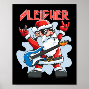Julskridskoåkare Santa Rock Julrockare Män Kvinnor Poster