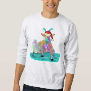 Julskrikande get fun fargerik djur lång ärmad tröja