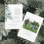 Julskript Foto Christian Woodland<br><div class="desc">Julskriptfotograferingskort. För att ge oss ett barn... . Foto på baksidan. Enskilt familjens namn. Watercolor Woodland Träd.</div>