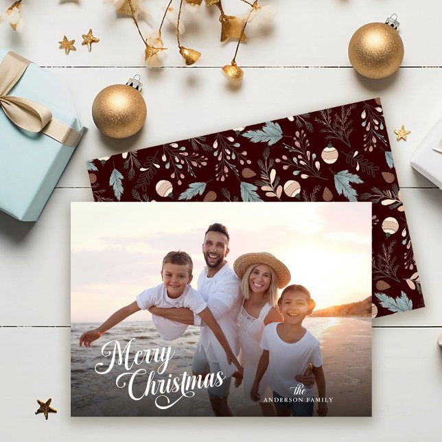 Julskript Fullständigt Foto Boho Grönska Julkort (Skapare uppladdad)