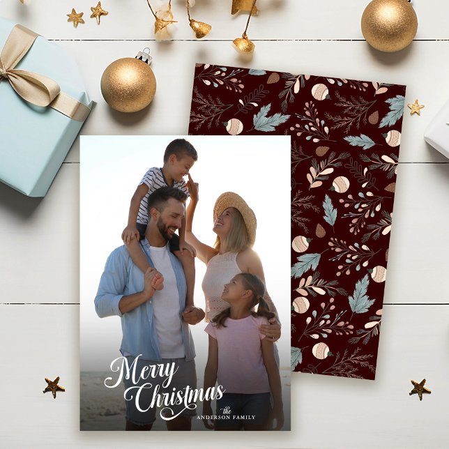 Julskript Fullständigt Foto Boho Grönska Julkort (Skapare uppladdad)