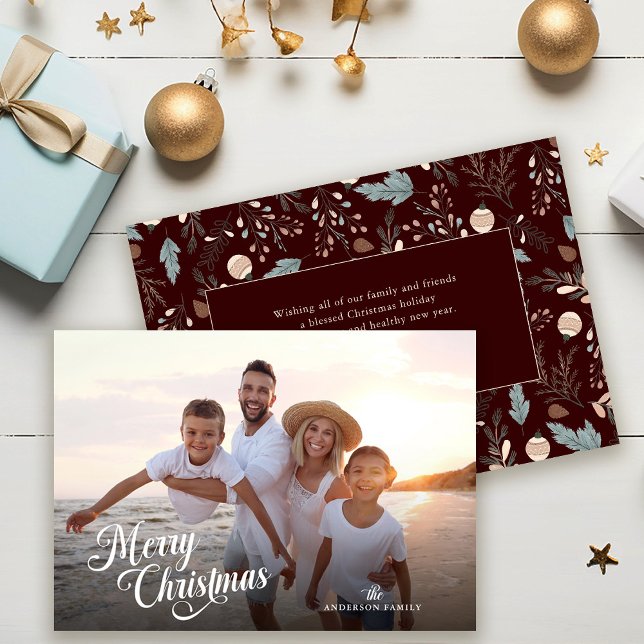 Julskript Fullständigt Foto Boho Grönska Meddeland Julkort (Skapare uppladdad)