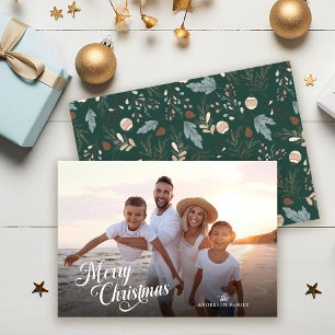 Julskript Fullt Photo Boho Greenery Julkort