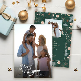 Julskript Fullt Photo Boho Greenery Message Julkort