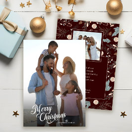 Julskript Fullt Photo Boho Greenery Message Julkort