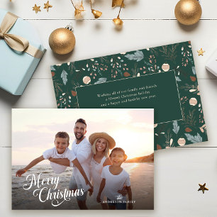 Julskript Fullt Photo Boho Greenery Message Julkort