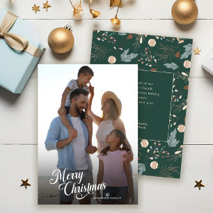 Julskript Fullt Photo Boho Greenery Message Julkort