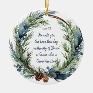 Julskript Luke 2:11 Kardinal Bird Julgransprydnad Keramik
