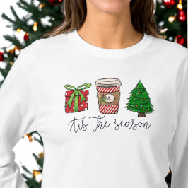 Julskript - Monogram kaffe Träd T Shirt