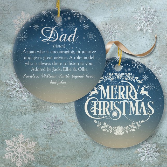 Julskript Pappa, Pappa, Pappa Definition Julgransprydnad Keramik (Christmas Script Father, Dad, Papa Definition Ceramic Ornament)