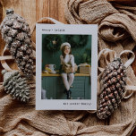 Julskrivmaskin | Svartvit med foto Julkort<br><div class="desc">De här enkla och minimalistiska julsedlarna har två av dina favoritfoton från din familj,  tillsammans med namn och ord,  "merry   bright" i svart skrivmaskin,  som ser ut som text. Du kan ändra detta till valfri hälsning,  och det finns utrymme för ett personligt budskap från kort på baksidan.</div>