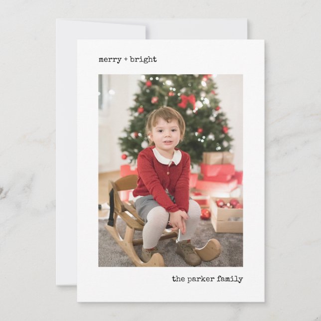 Julskrivmaskin | Svartvit med foto Julkort (Framsida)