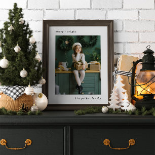 Julskrivmaskin   Svartvit med foto Poster