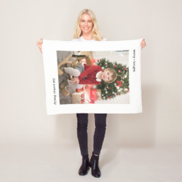 Julskrivmaskin | Svartvit med foton Fleecefilt