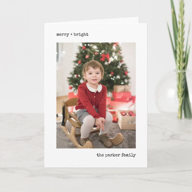 Julskrivmaskin | Svartvit med foton Helgkort (Framsida)