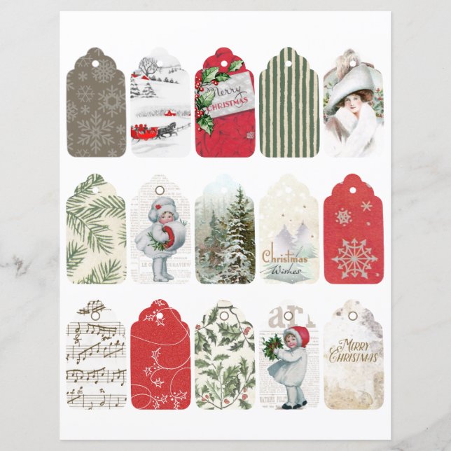 Julskrotjournalmärkta etiketter Vintageflicka Julb (Framsida)