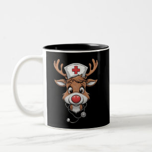 Julskrubbtop Reindeer gummihandskar sjuksköterskor Två-Tonad Mugg