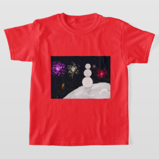 Julskul tomte och fyrverkerier barn t-shirt