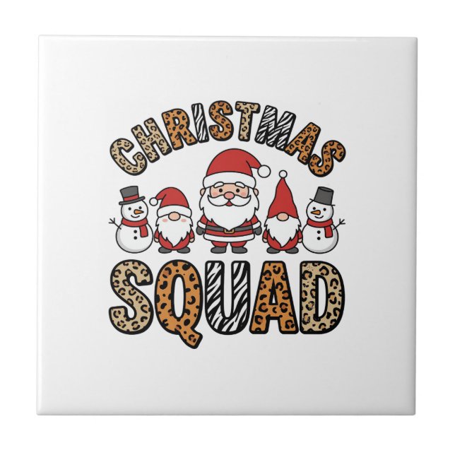 Julskvad Santa Snömannen Leopardtryck Design Kakelplatta (Framsidan)