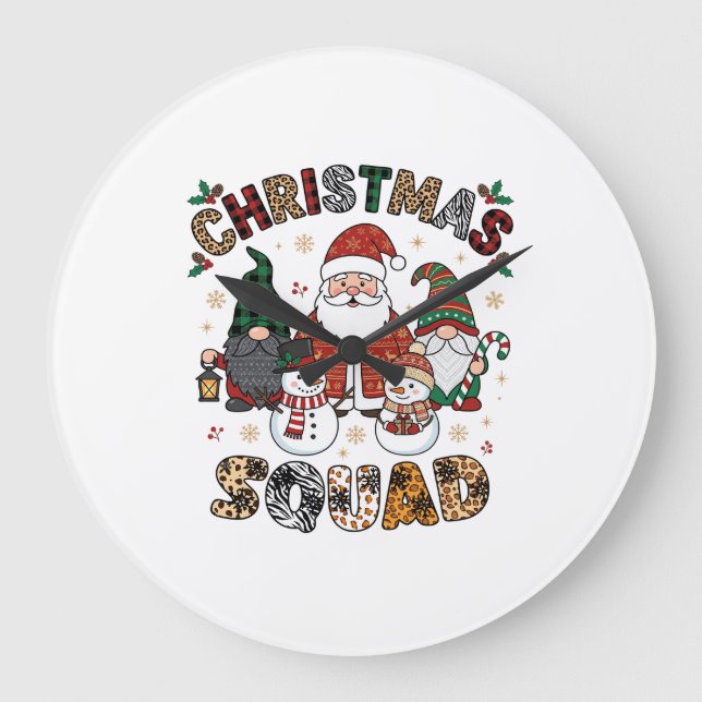 Julskvad Tomte Snögubbar Leopard Zebra Stor Klocka (Framsida)