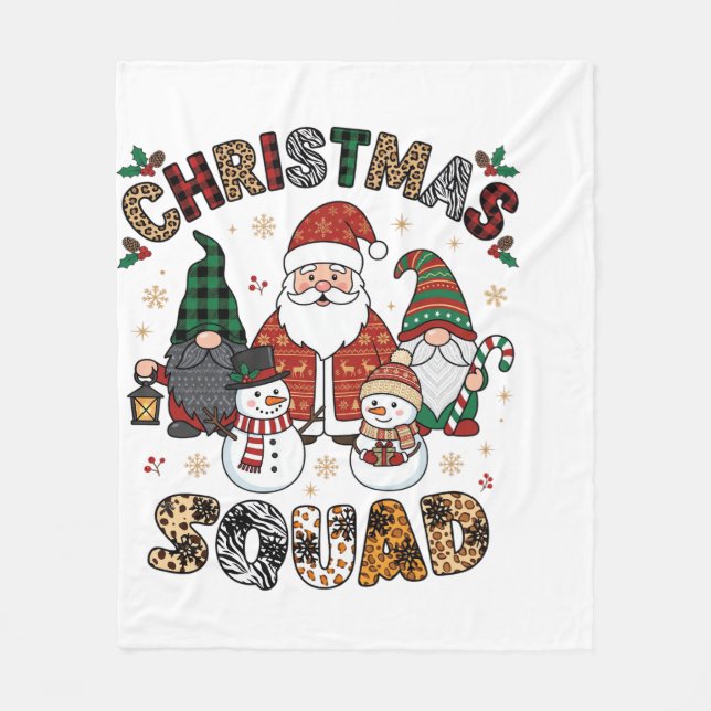 Julskvad Tomtegnom Nissar Snömannar Leopard Zebra Fleecefilt (Framsidan)