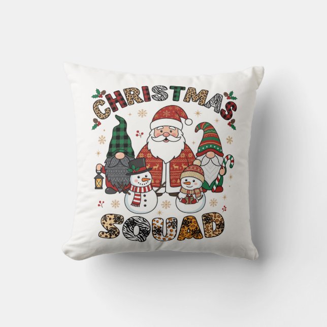 Julskvad Tomtegnom Nissar Snömannar Leopard Zebra Kudde (Framsida)