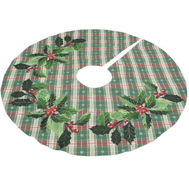Julskvadt Vit med Grönt och rött Julgransmatta Borstad Polyester (Vinklad)