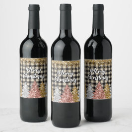 Julskvaller och Glitter God jul Vinflaska Etikett
