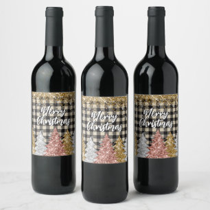 Julskvaller och Glitter God jul Vinflaska Etikett