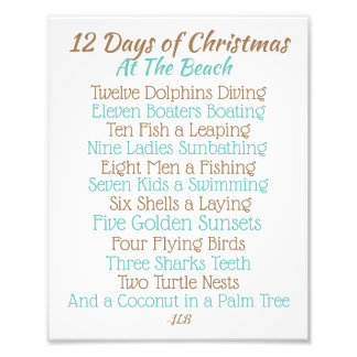 Julskylt 12 juldagar i stranden fototryck