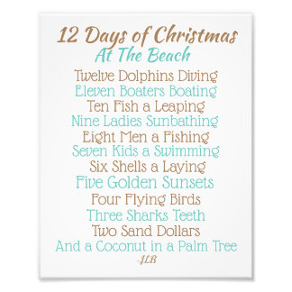 Julskylt 12 juldagar i stranden fototryck