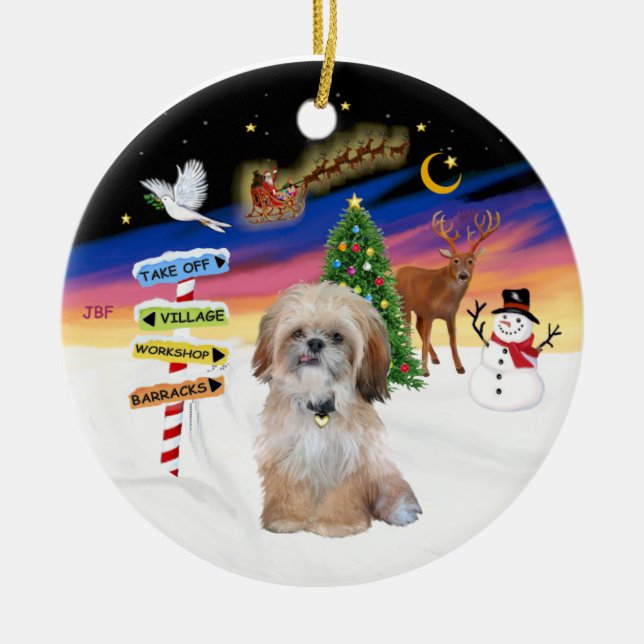 Julskyltar - Shih Tzu (P) Julgransprydnad Keramik (Framsidan)