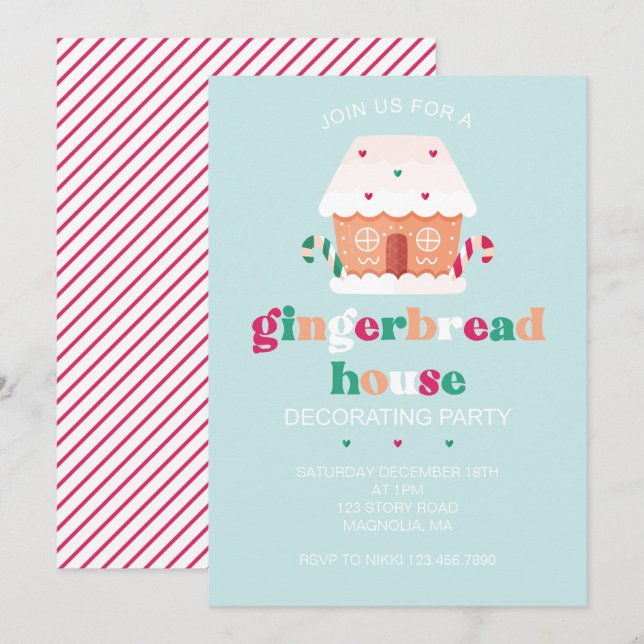 Julskyltningsfest för pepparkakshus inbjudan (Fram/baksida)