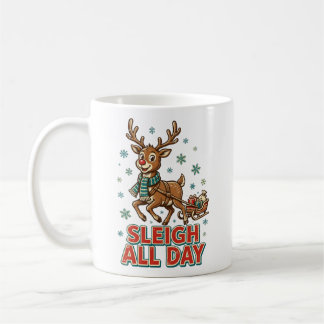 Julsläde Hela Dagen Vintage Ren Retro Jul Kaffemugg