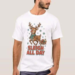 Julsläde Hela Dagen Vintage Renar Retro Jul T Shirt