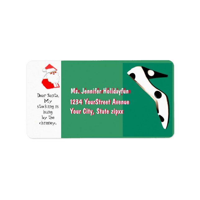 Julslager High Heel Shoe för Santa Santa Stockings Adressetikett (Framsidan)
