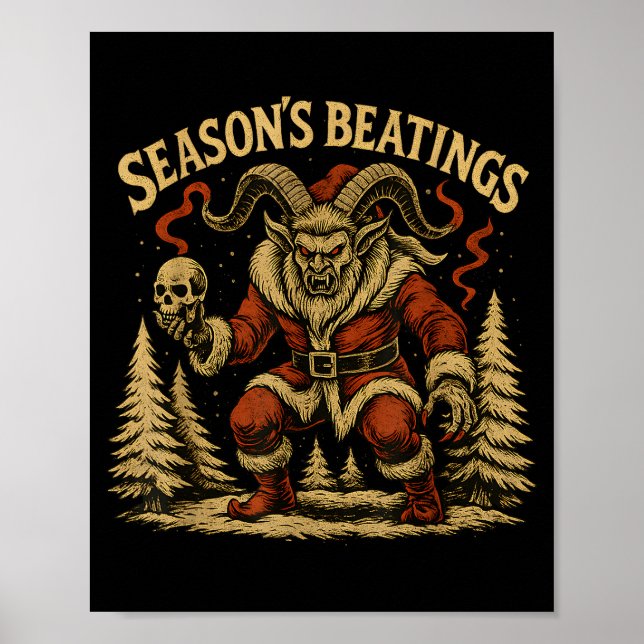 Julslagsmål Krampus Tomte Gotisk Högtid Hor Poster (Framsidan)