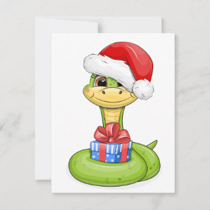 Julslang med en present. julkort