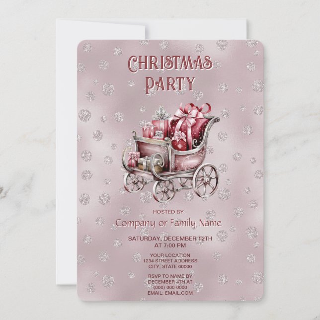 Julsleigh med gåvor, Julfest Inbjudningar (Framsida)