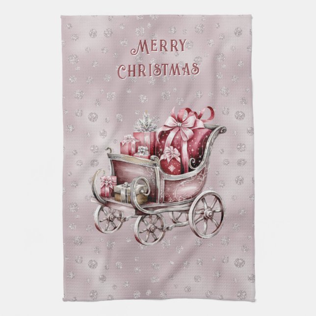 Julsleigh med gifts-Helgdag, kökshandduk (Vertikal)