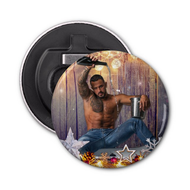 JulslipperyJoe silver guld stjärnor ljus blöt Flasköppnare (Framsidan)