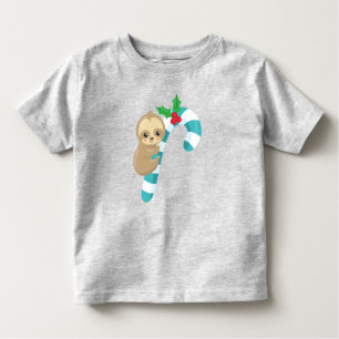 Julslott, Cute Sloth, Candy cane, Mistletoe T Shirt