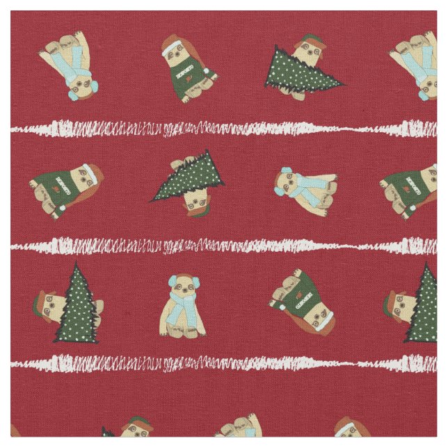 Julslott Röda Helgdag Fabric av Yard Tyg (Närbild)