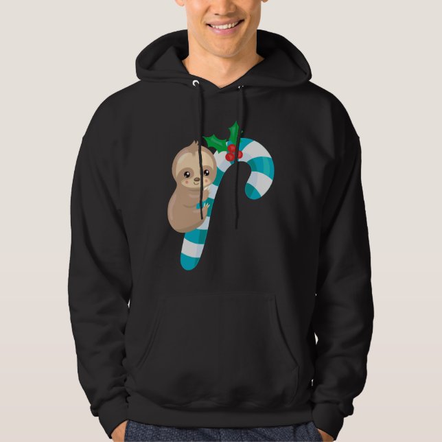 Julslottet Baby Sloth A Candy cane Hoodie (Framsida)
