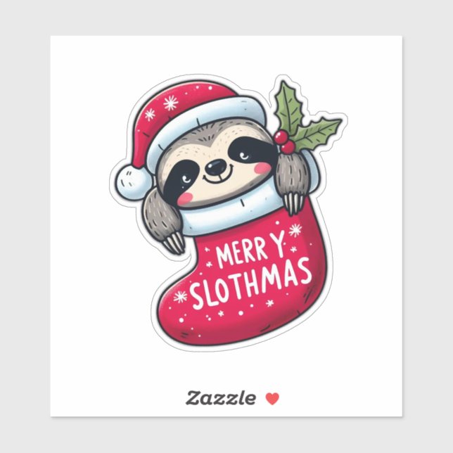 Julslottet Cute "Merry Slothmas" Klistermärken (Ark)