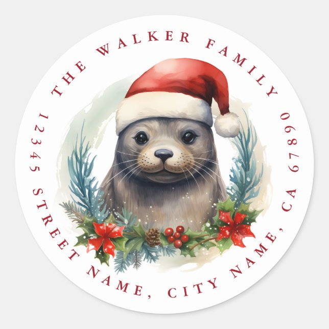 Julslutsrunda Stickers Runt Klistermärke (Framsida)