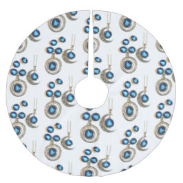 Julsmyckena Träd blå Måne Julgransmatta Borstad Polyester